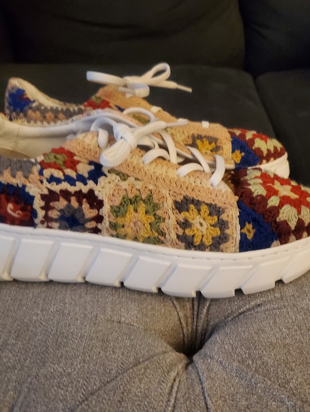 Free People Catch Me If You Can Woven Crochet Lace-Up Sneakers - Multicolor NWT - Picture 6 of 12